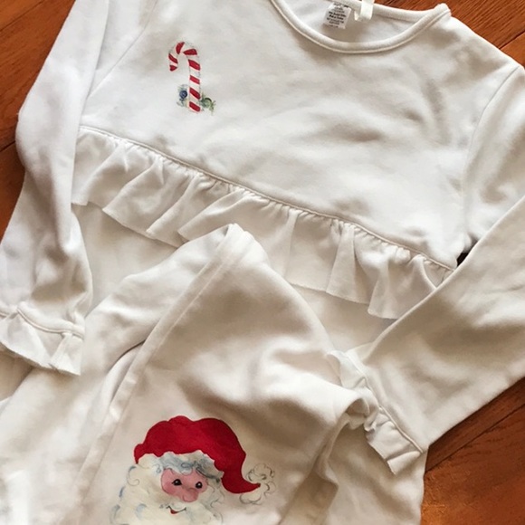 Girls Christmas hand painted ruffle pajam - Picture 4 of 5